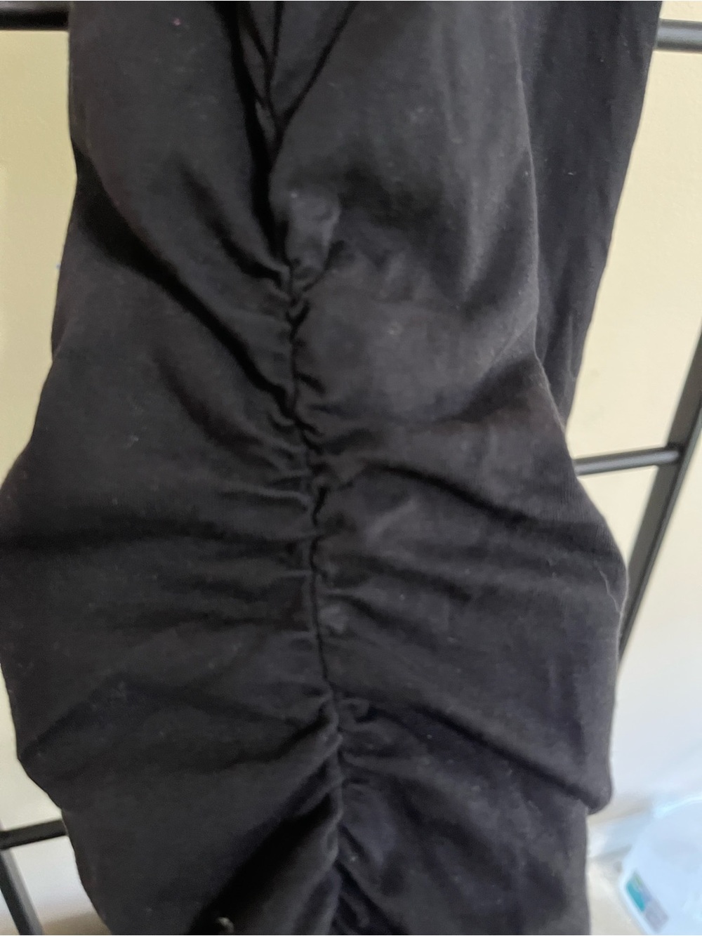 LA Made Black Ruched Mini Dress Medium NWOT Cotton Spandex Tank Dress - Picture 4 of 5